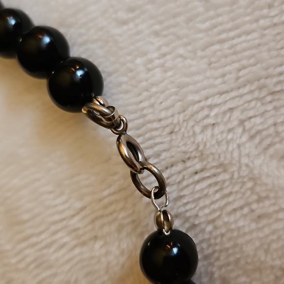 Vintage Black Lucite Beaded Assymetric Necklace - Picture 7 of 7